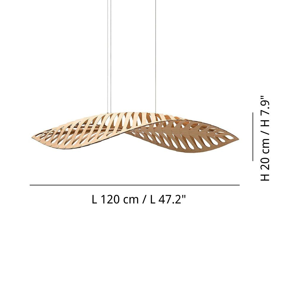 Modern Wood Pendant Light - Curved Leaf Pendant Lamp for Dining Room