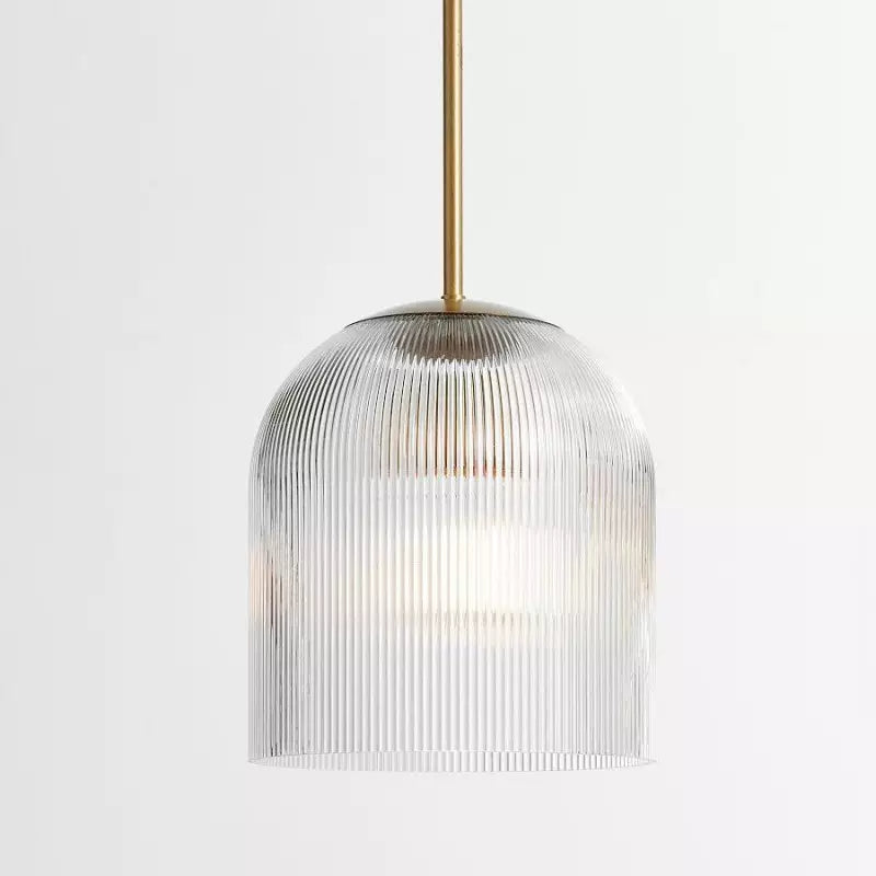 Farmhouse Cooper Ribbed Pendant Light - Antique Style Warm Faceted Radiance