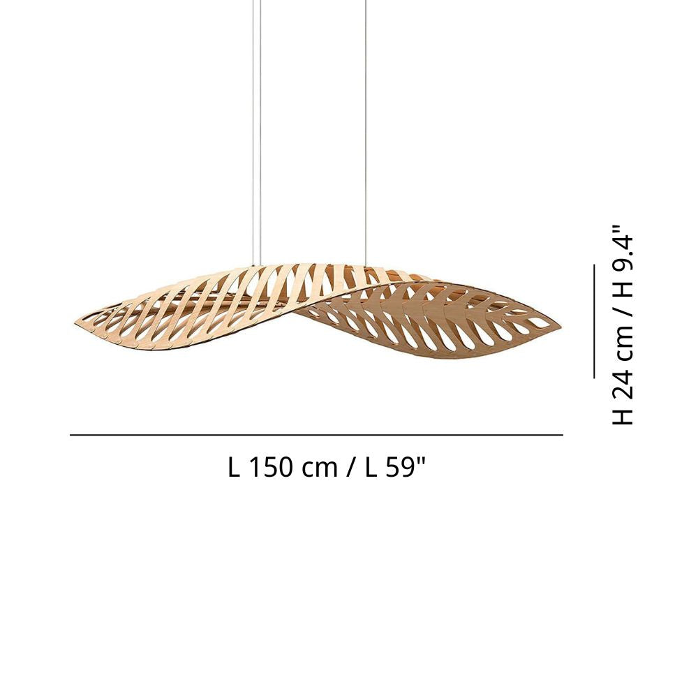 Modern Wood Pendant Light - Curved Leaf Pendant Lamp for Dining Room