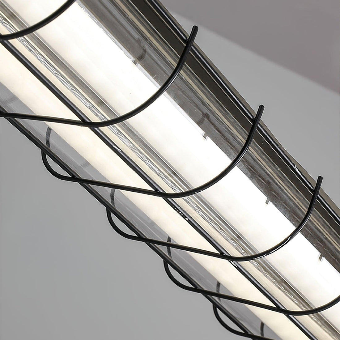 Handcrafted Glass Channel-Set Diffusers Linear Chandelier Sleek Design