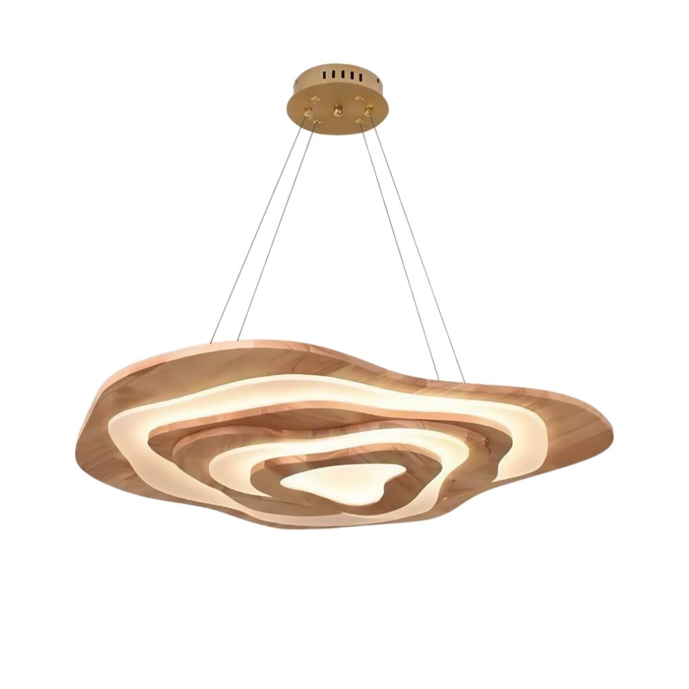 Wood Flush Mount Ceiling Light - Natural Beaded Pendant Design