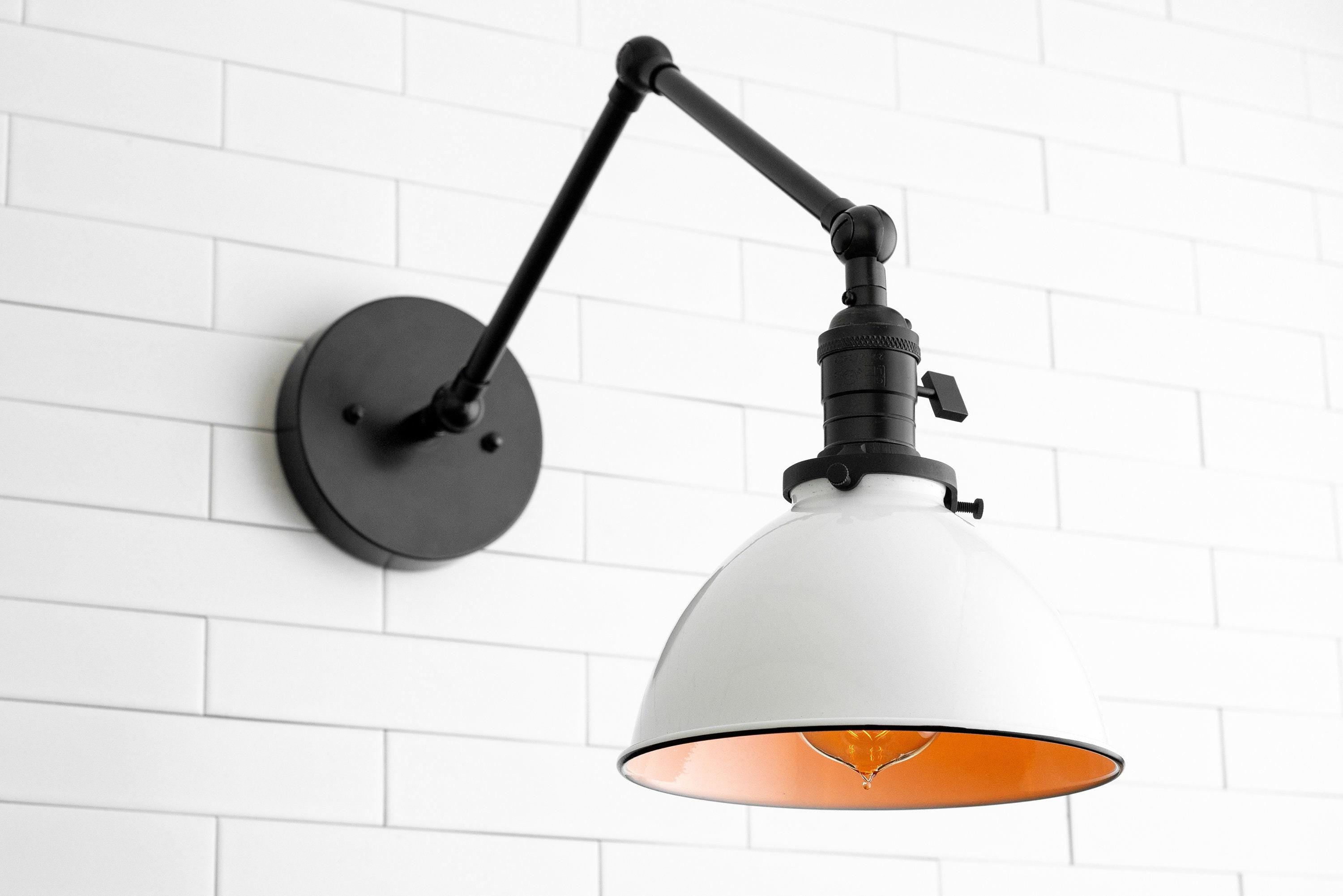 Conique Metal Vintage Industrial Swing Arm Wall Lamp - Adjustable Dome Shade for Study