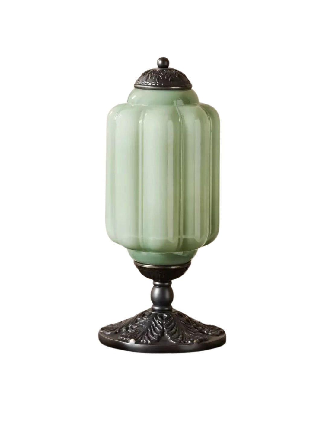 Vintage Green Glass LED Table Lamp
