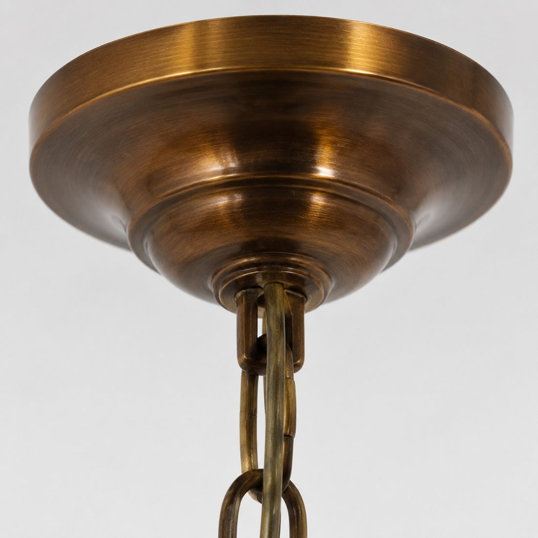 Vintage Solid Brass Pendant Light with White Fabric Shade