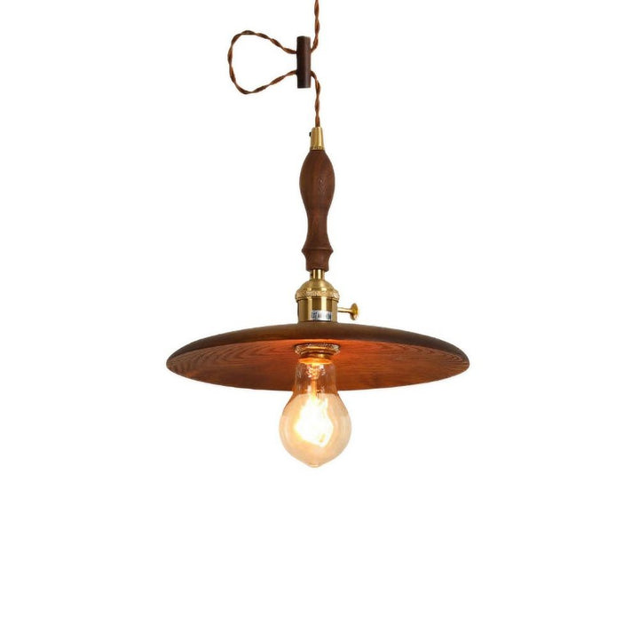 Suspension ronde en bois – Design disque rétro avec poignée pour maison de ferme