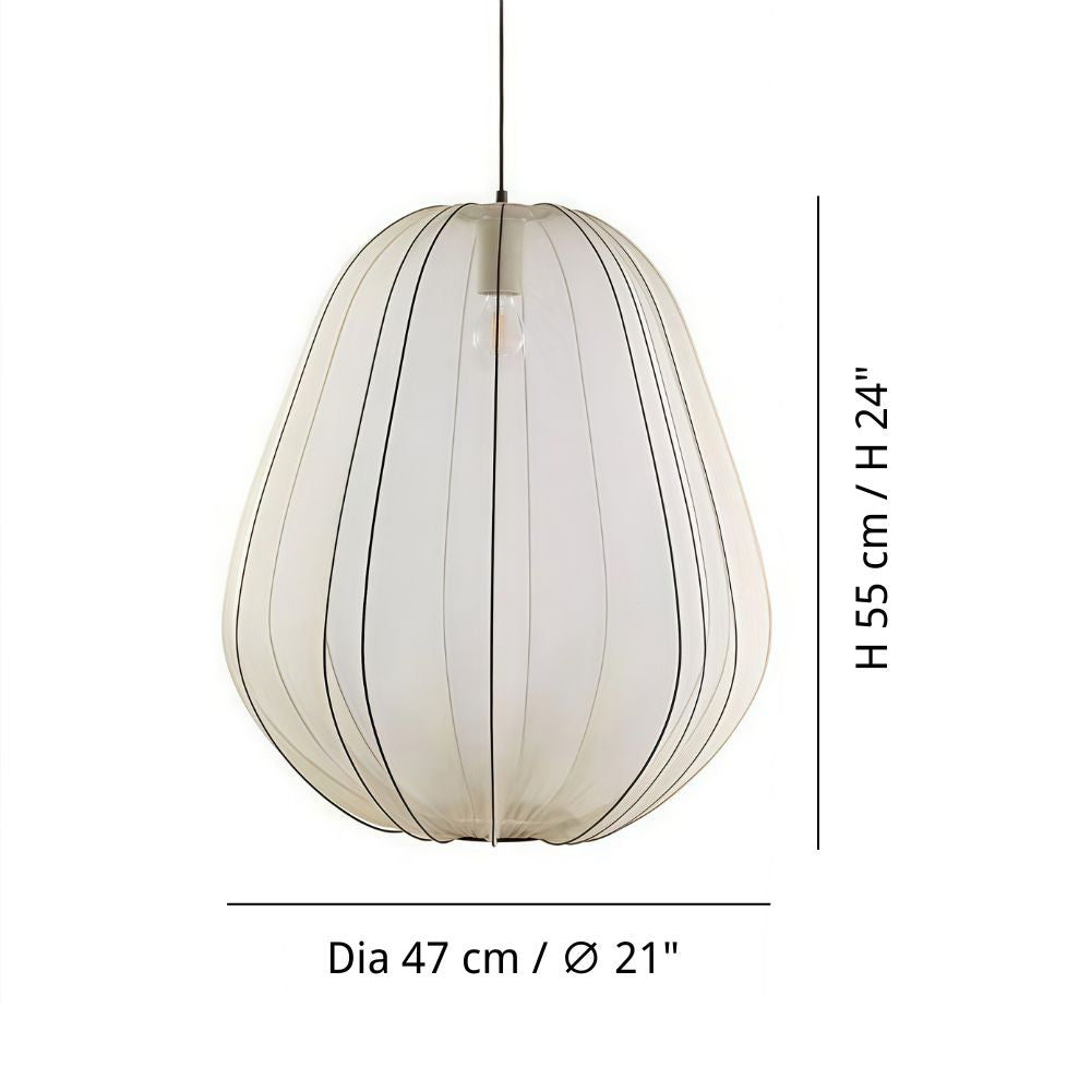 Lantern Fabric Pendant Light - Wabi Sabi Pumpkin Design for Bedroom