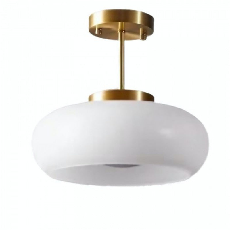 Glass Disc Ceiling Light – Vintage Brass Bauhaus Fixture for Hallway