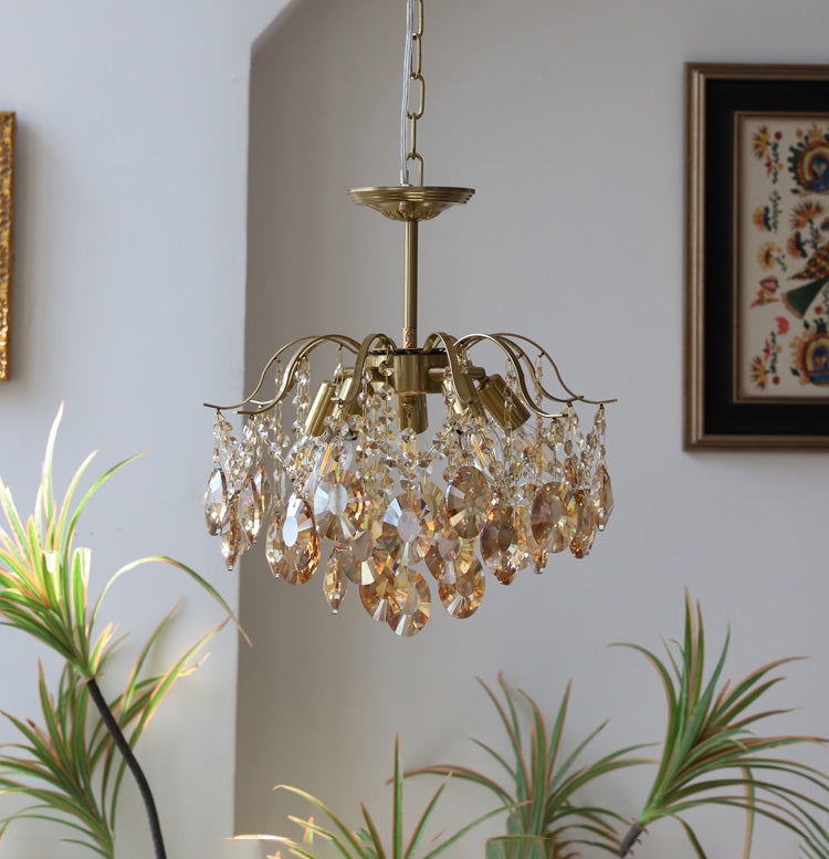 Vintage Sumptuous Teardrop Crystal Chandelier