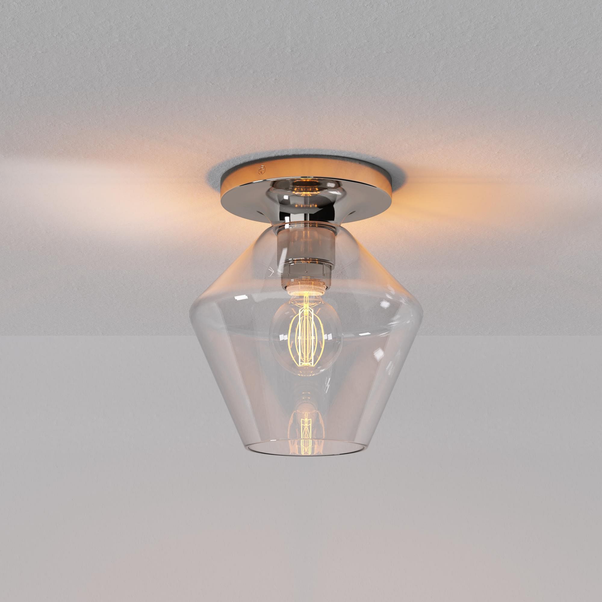 Merin Minimalist Sleek Geometric Glass Flushmount Light