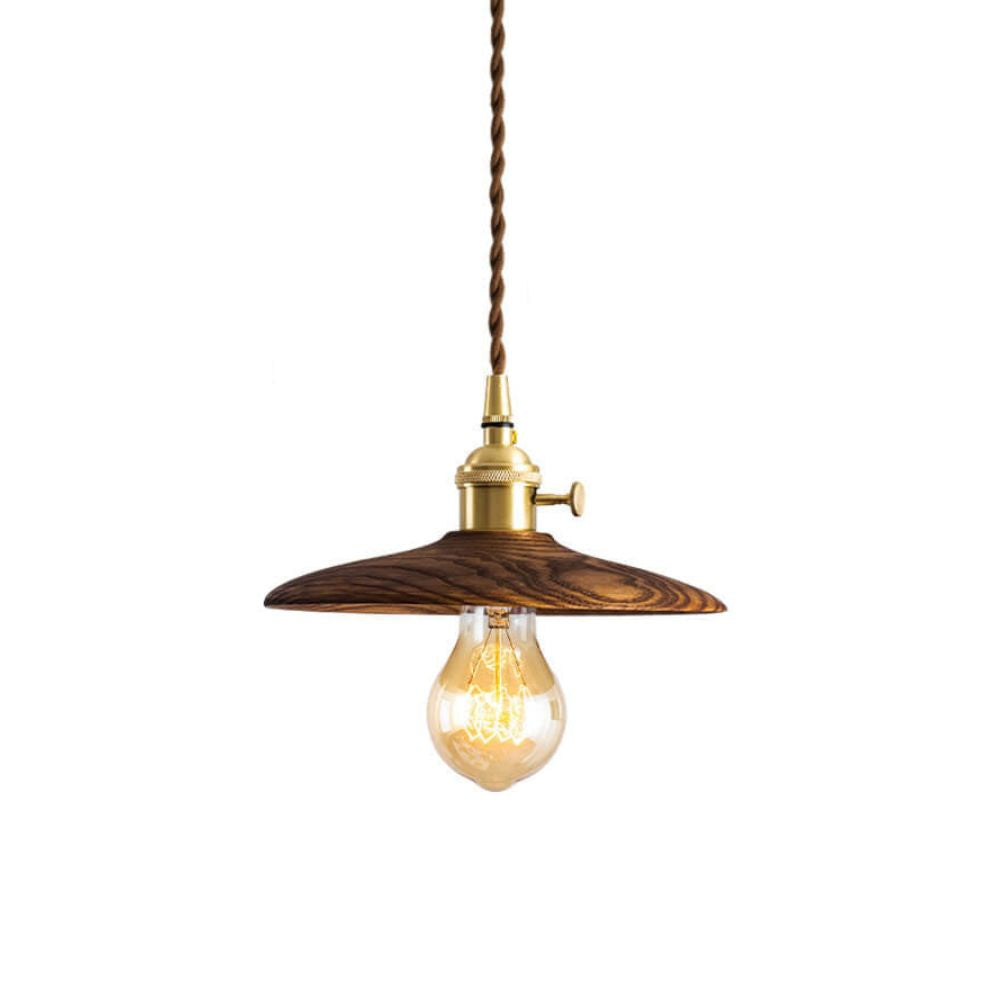 Wood Disc Pendant Light - Retro Kitchen Lighting with Natural Grain