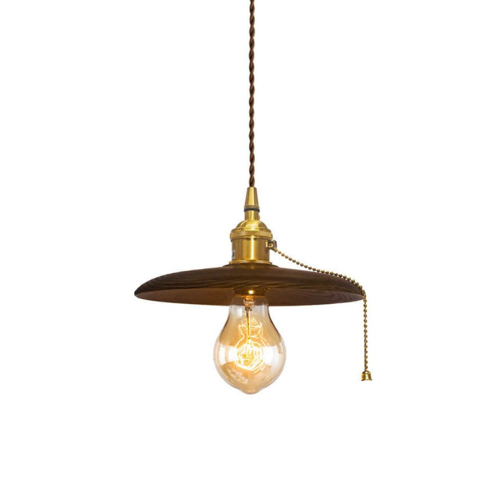 Wood Disc Pendant Light - Retro Kitchen Lighting with Natural Grain
