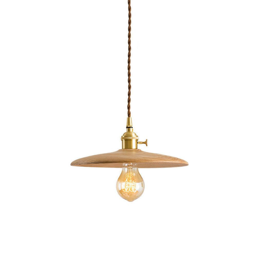 Wood Disc Pendant Light - Retro Kitchen Lighting with Natural Grain