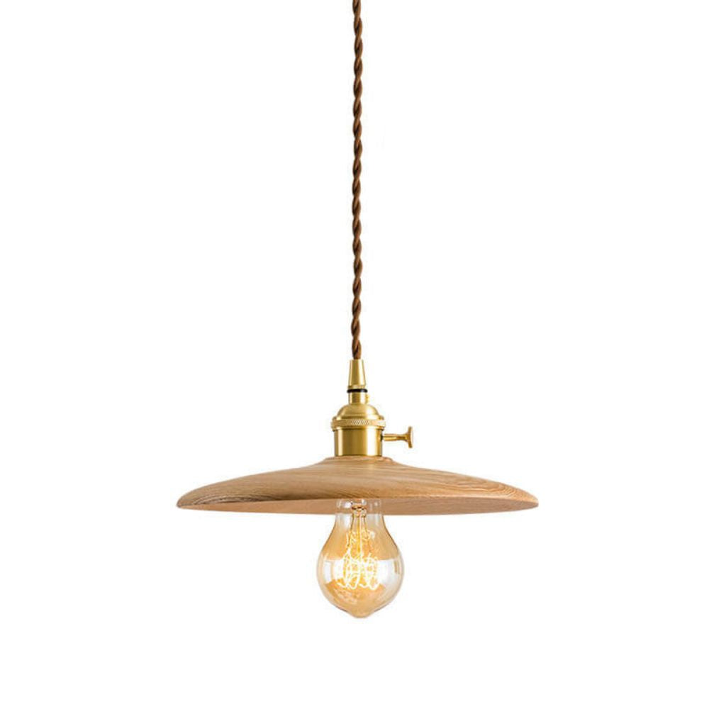 Wood Disc Pendant Light - Retro Kitchen Lighting with Natural Grain