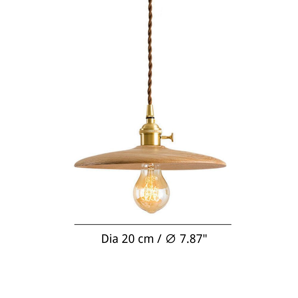 Wood Disc Pendant Light - Retro Kitchen Lighting with Natural Grain