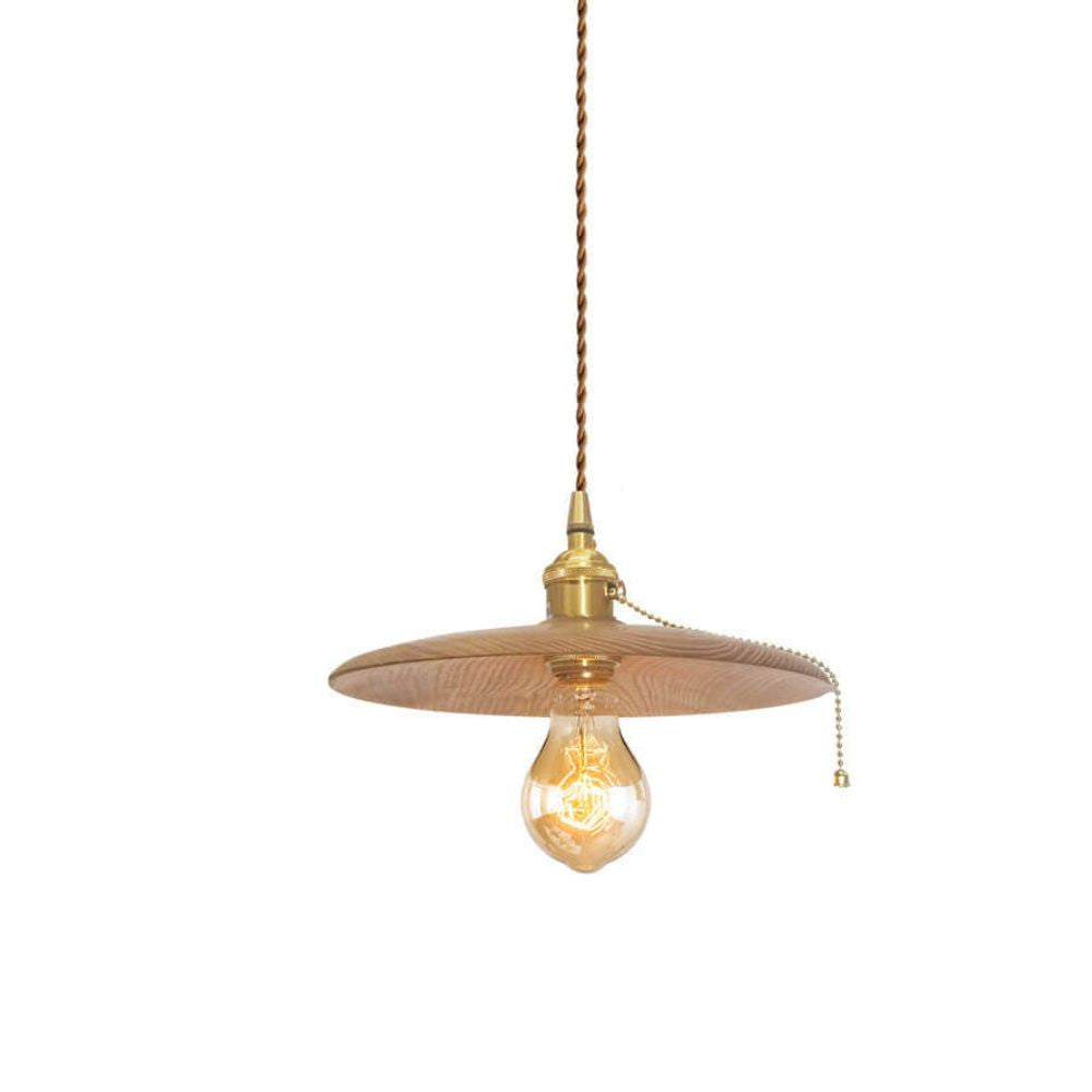 Wood Disc Pendant Light - Retro Kitchen Lighting with Natural Grain