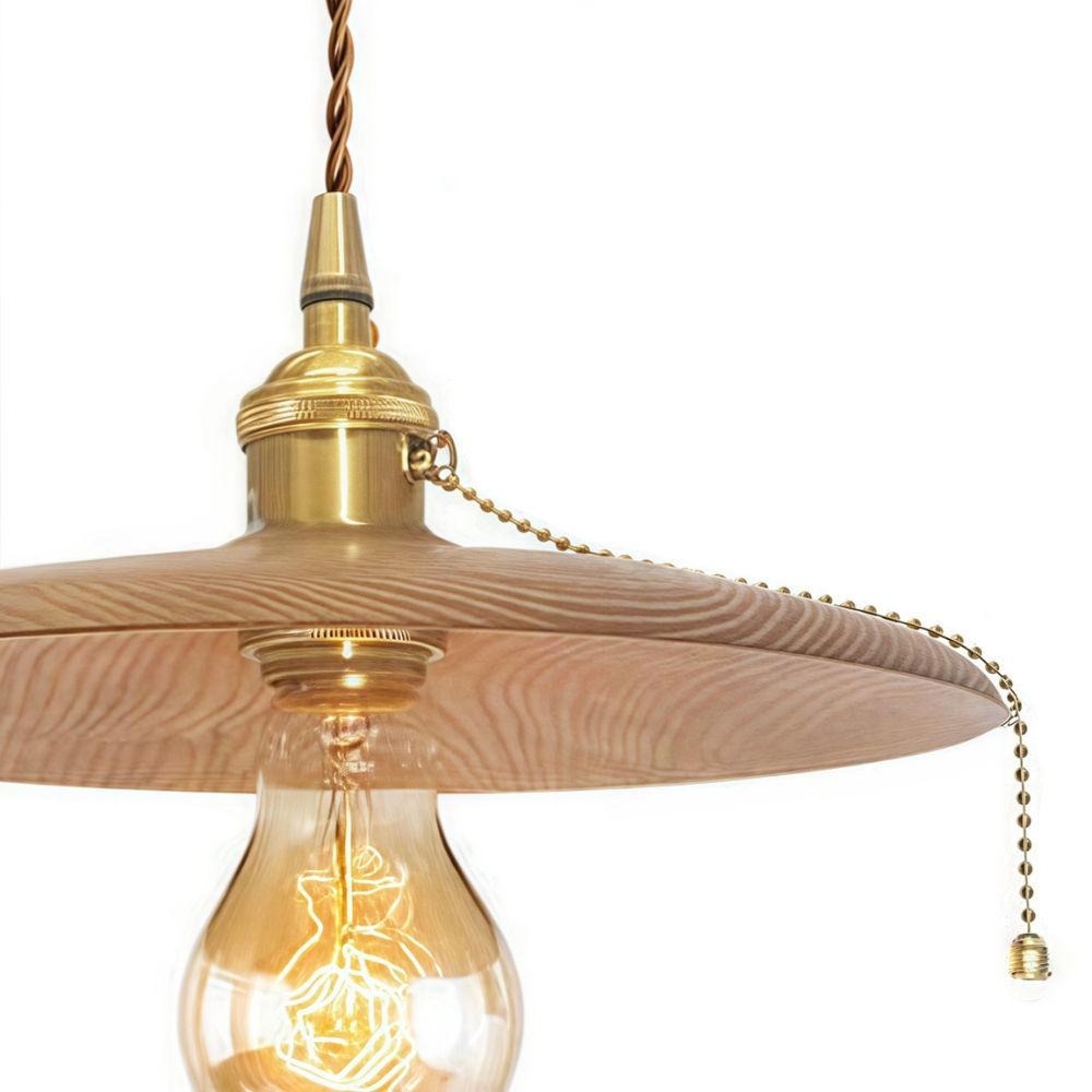 Wood Disc Pendant Light - Retro Kitchen Lighting with Natural Grain