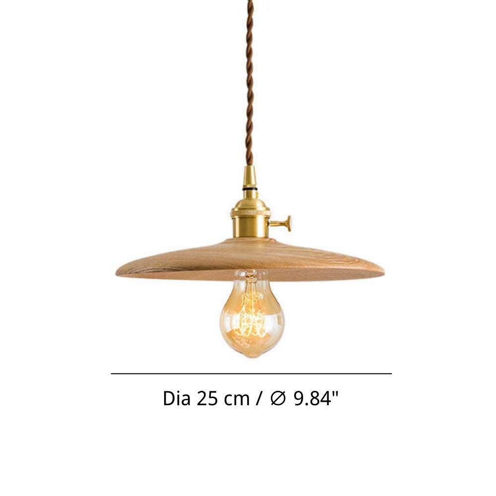 Wood Disc Pendant Light - Retro Kitchen Lighting with Natural Grain