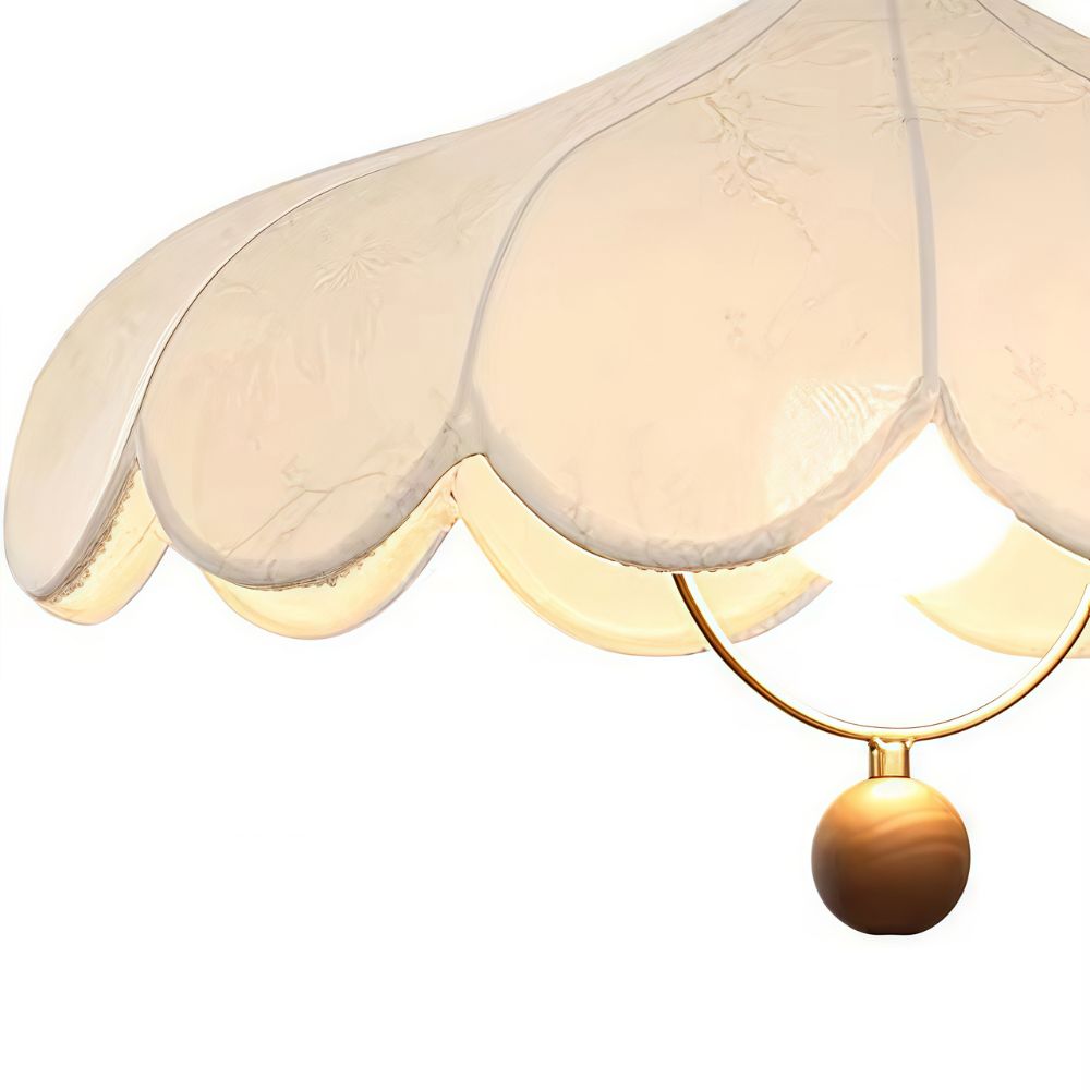 Lily Fabric Pendant Light - French Linen Petal Wood Lamp for Bedroom