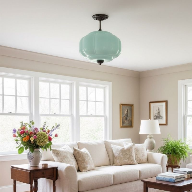 Eloise Vintage Pendant Light - Glass Semi-Flush Mount for Kitchen