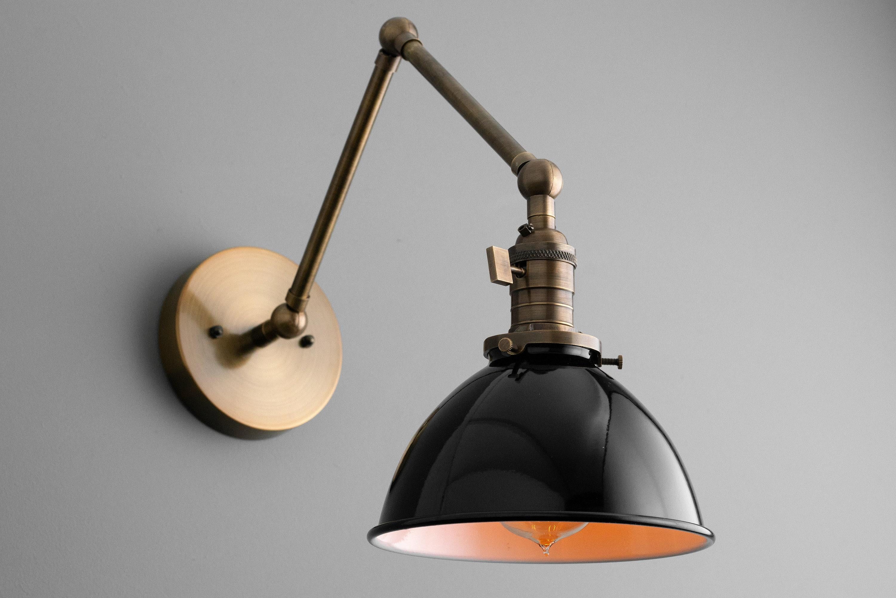 Conique Metal Vintage Industrial Swing Arm Wall Lamp - Adjustable Dome Shade for Study