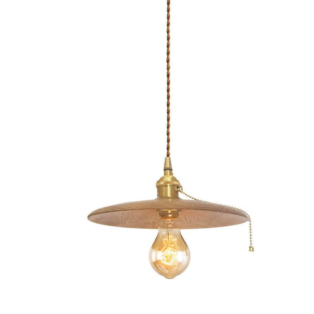 Wood Disc Pendant Light - Retro Kitchen Lighting with Natural Grain