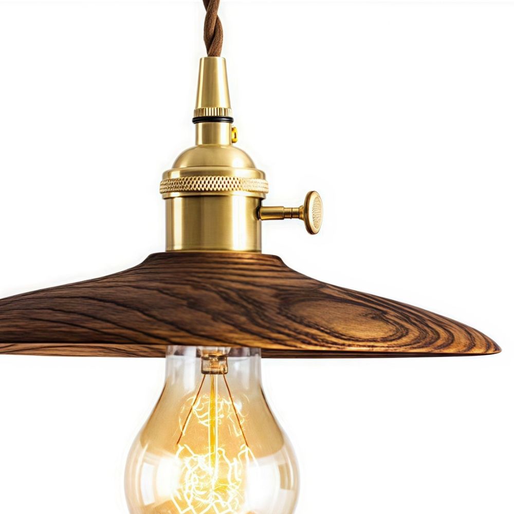 Suspension disque en bois – Éclairage de cuisine rétro au grain naturel