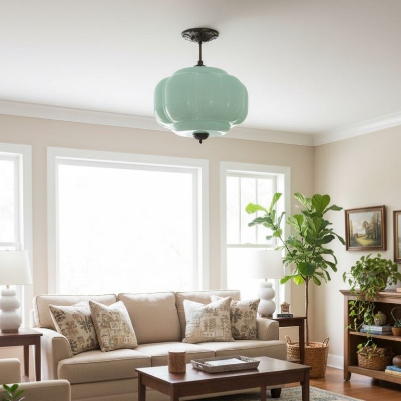 Eloise Vintage Pendant Light - Glass Semi-Flush Mount for Kitchen