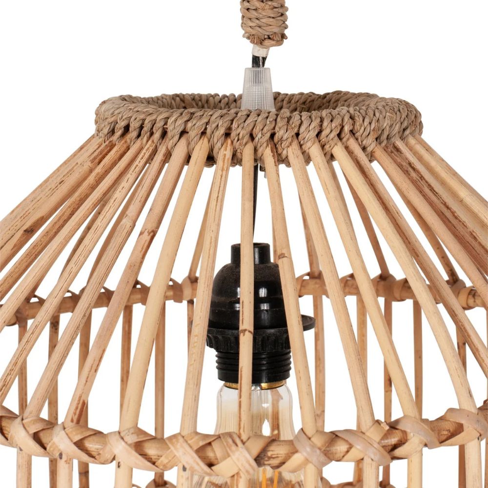 Rattan Pendant Light - Handwoven Wicker Shade Design