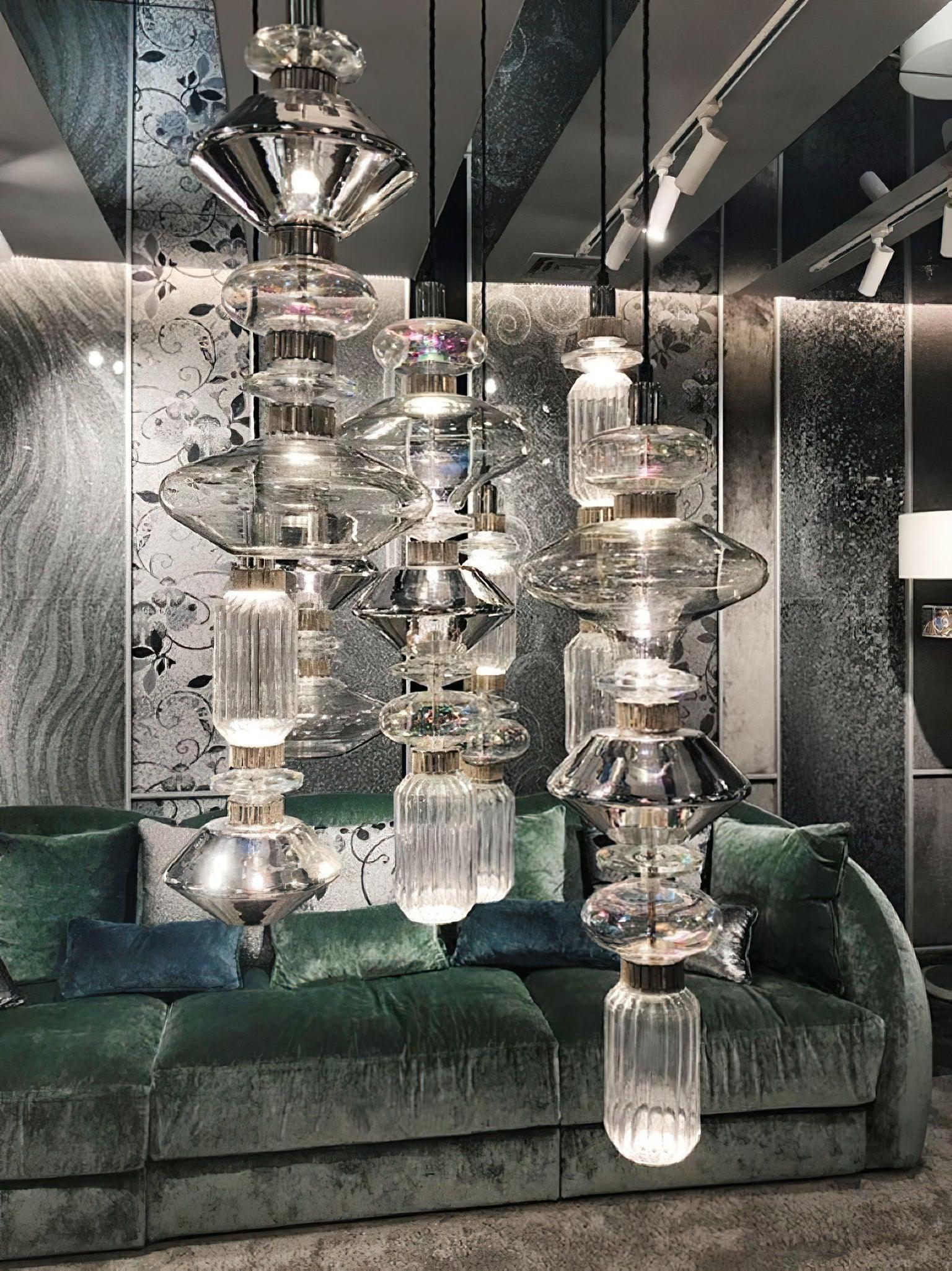 Sleek Hanging Light - Iron Metal Glass Gold Clear Hardwired Atmosphere