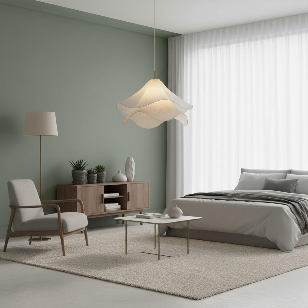 Ethereal Pleated Fabric Bloom Pendant Lamp - French Floral Design Fixture