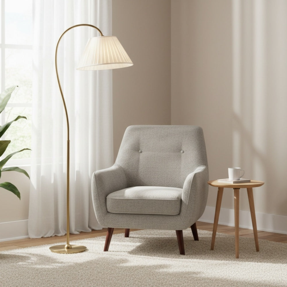 Luvora Pleated Linen Floor Lamp - Adjustable Retro Lamp for Farmhouse