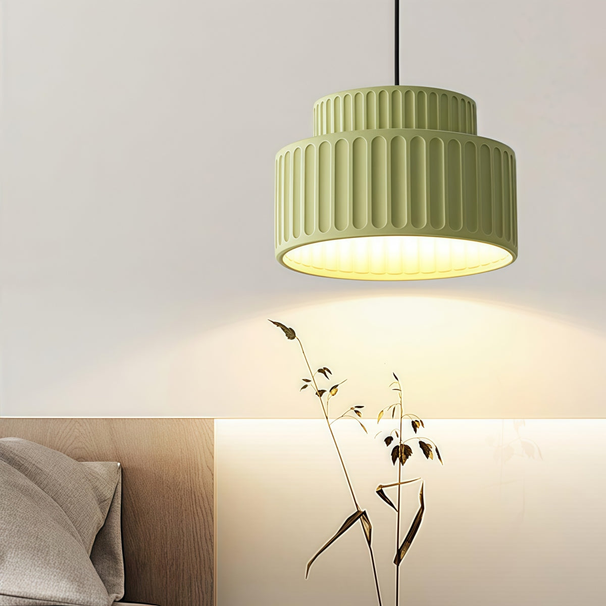 Green Retro Acrylic Ceiling Light Resin Shade Compatible with Dimmer Switches