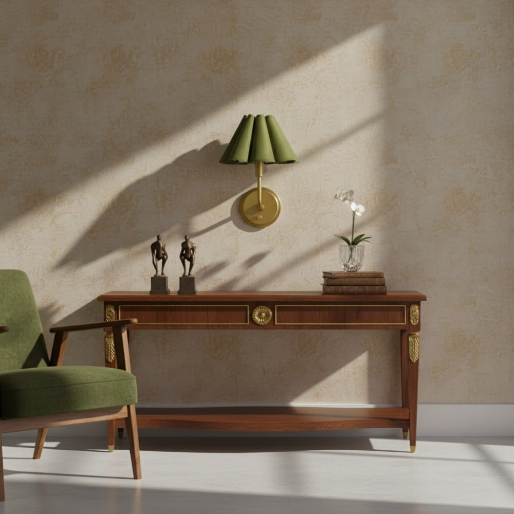 Capirise Metal Wall Sconce - Retro Scalloped Linen Light for Bedroom