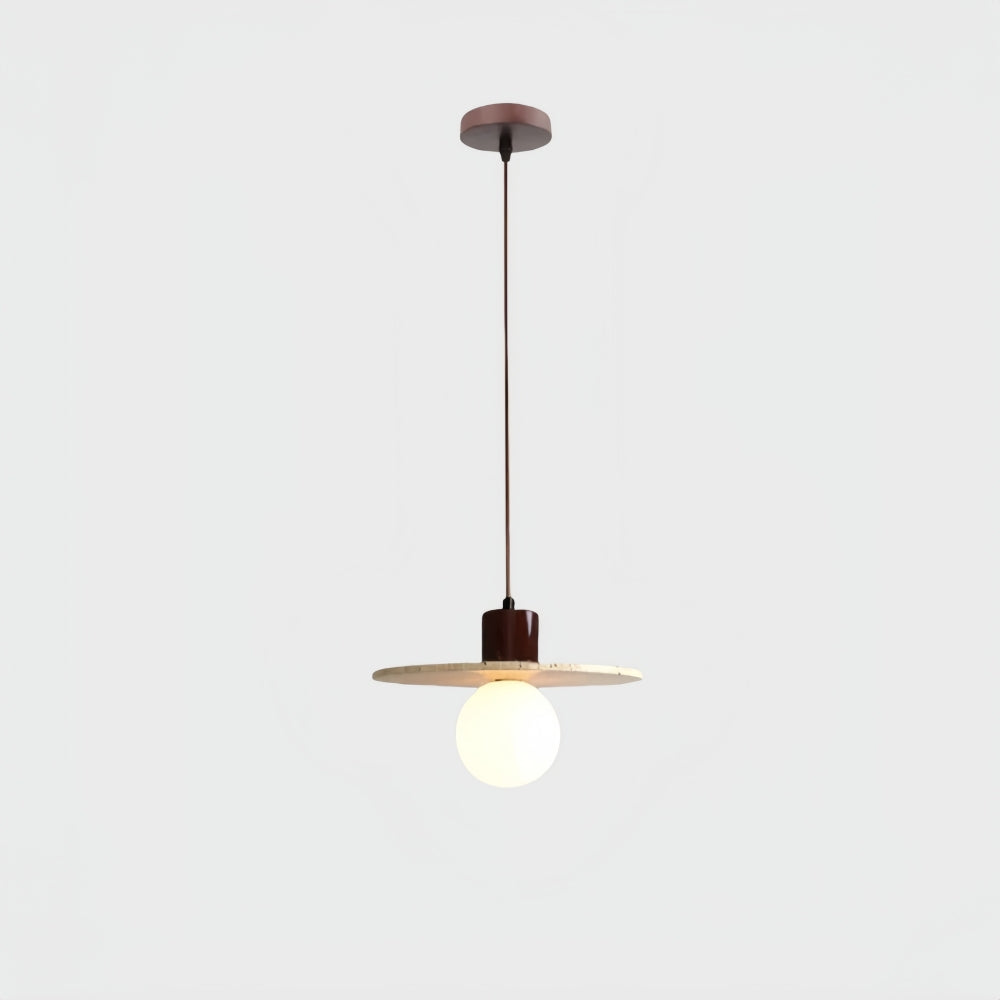 Travertine Pendant Light - Natural Organic Travertine Shade