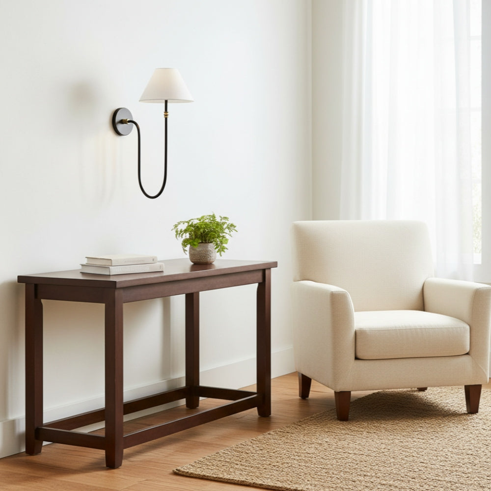 Calin White Linen Shade Wall Light - Classic Iron Sconce for Hallway