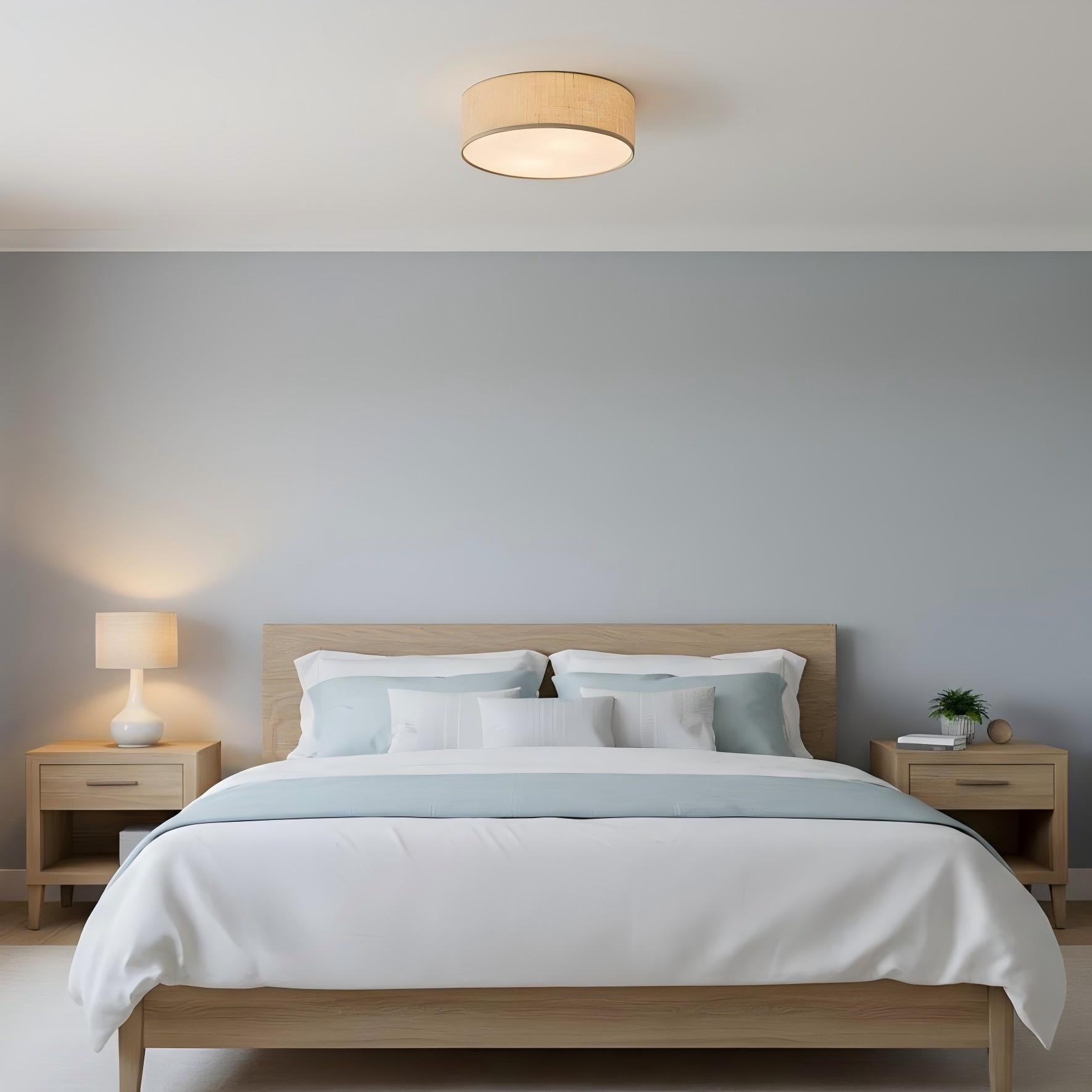 Dumora Linen Drum Flush Mount Ceiling Lamp - Stylish Soft Fabric Ceiling Light