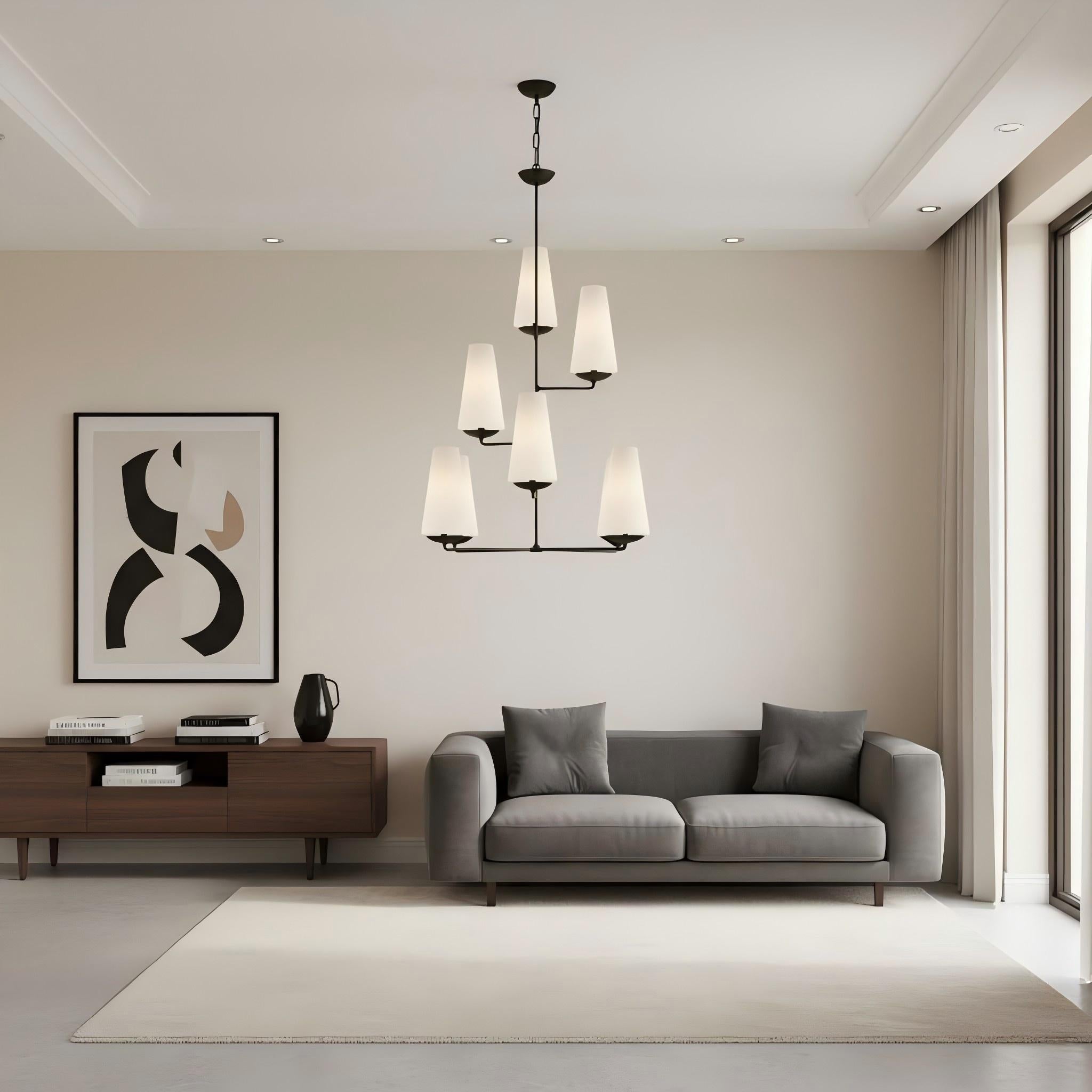 Contemporary Fontaine Vertical Chandelier - Modern Multi-Head Pendant Fixture