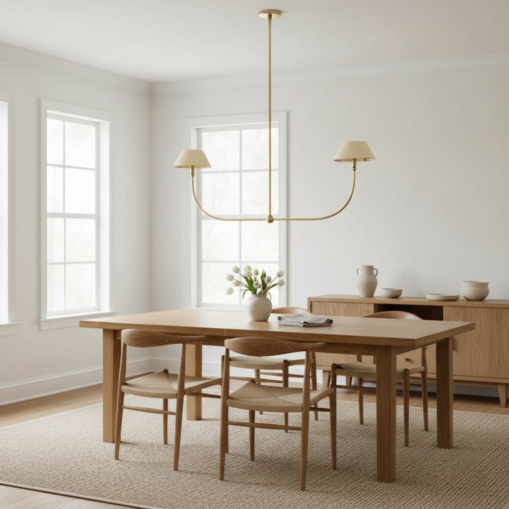 Foldray Scalloped Chandelier - Leather Linear Lamp for Dining Room