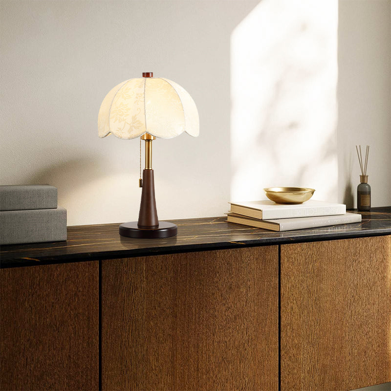 French Fabric Round Lantern Shape Table Lamp With Nostalgic Medieval Subliminal Glow For Living Room