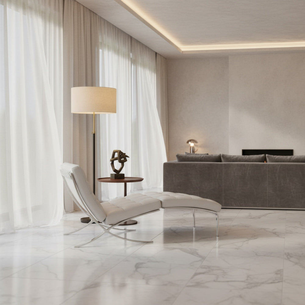 Mavora Linen Floor Lamp - Modern Adjustable Metal Lamp for Living Room