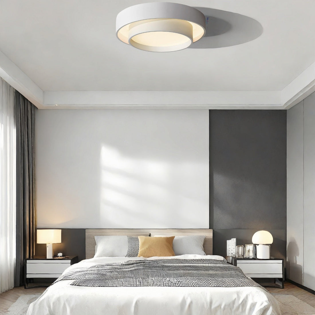 Plafonnier rond double couche – Design encastré en acrylique nordique