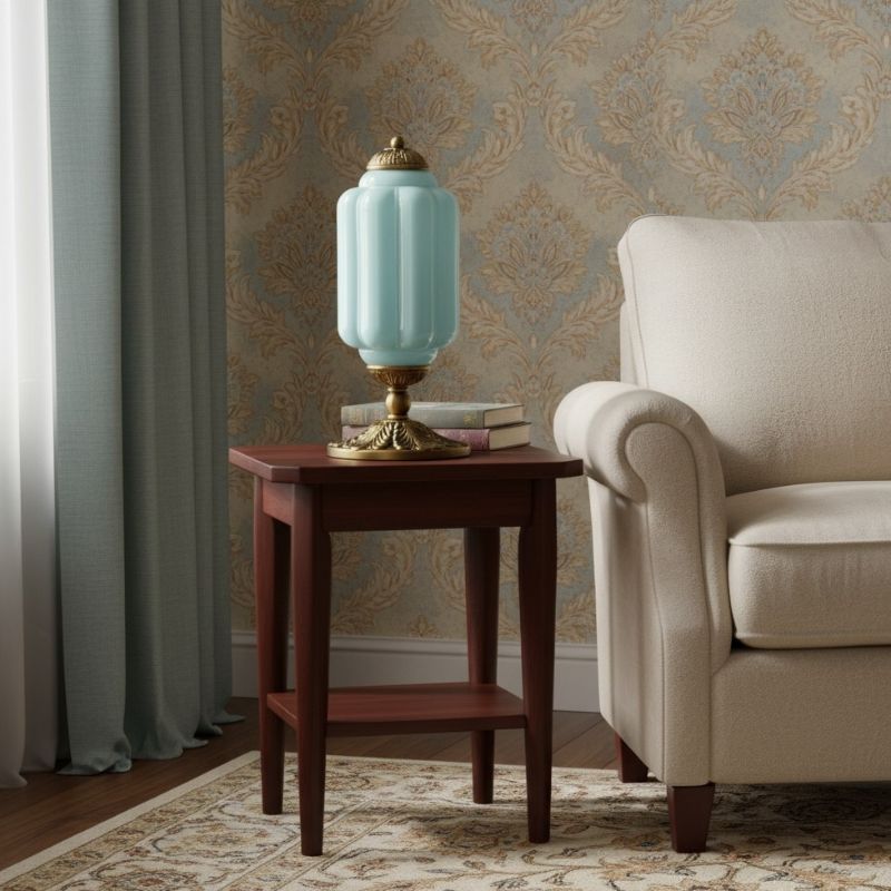 Lampe de table vintage Eloise en verre laiteux – Lampe de bureau LED en métal pour chambre