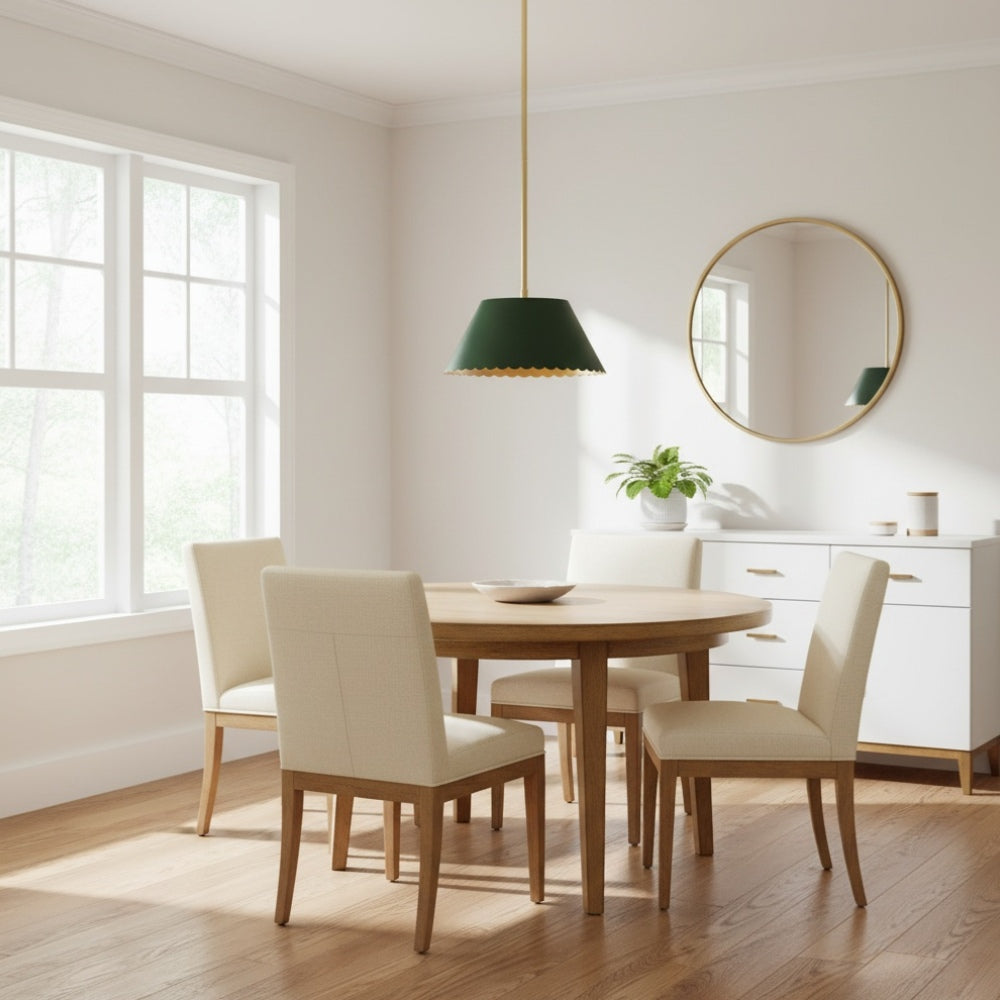 Foldray Modern Leather Pendant Light - Scalloped Edge Lamp for Hallway