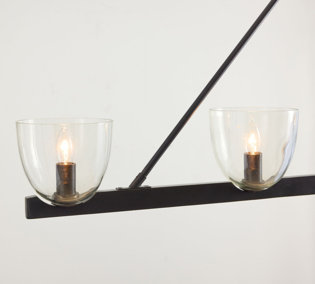 Lustre Auria en verre soufflé à la main et métal - Design contemporain en laiton