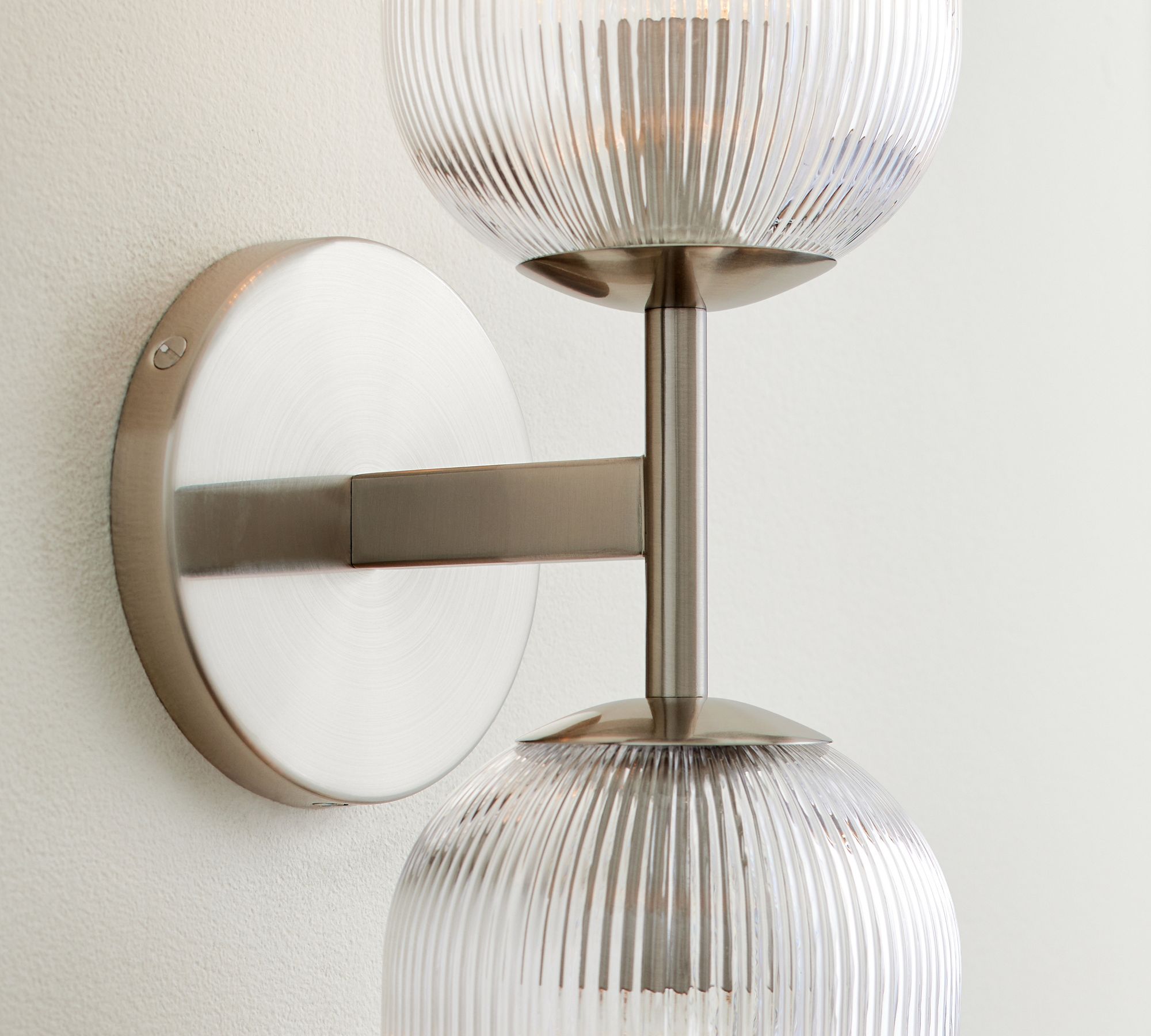 Bravira Ribbed Glass Sconce - Metal Wall Light with Clear Glass Shade