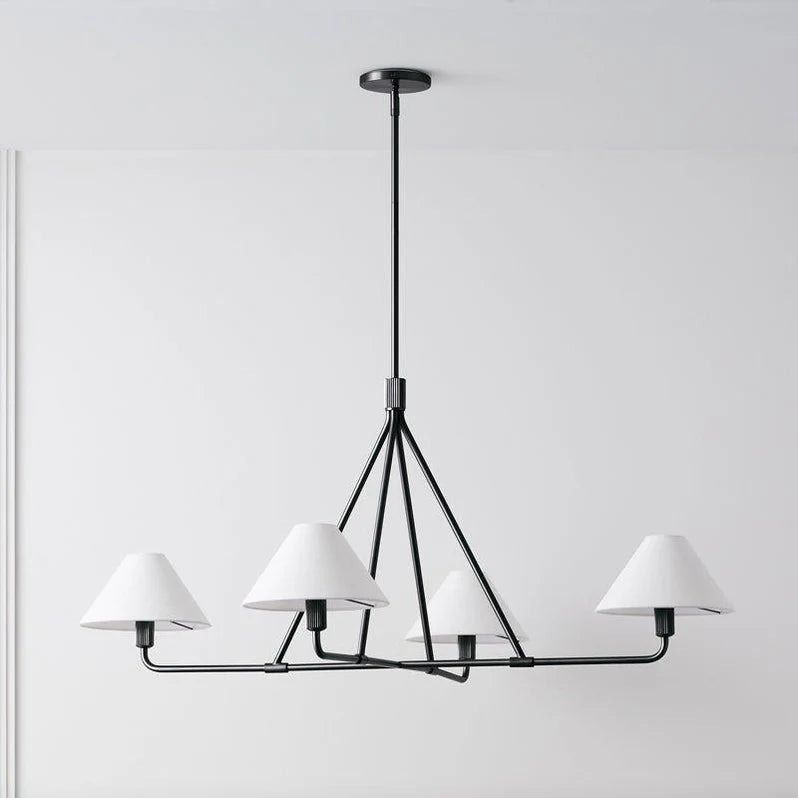 Diora Linen Adjustable Chandelier - Metal Modern Fixture for Living Room
