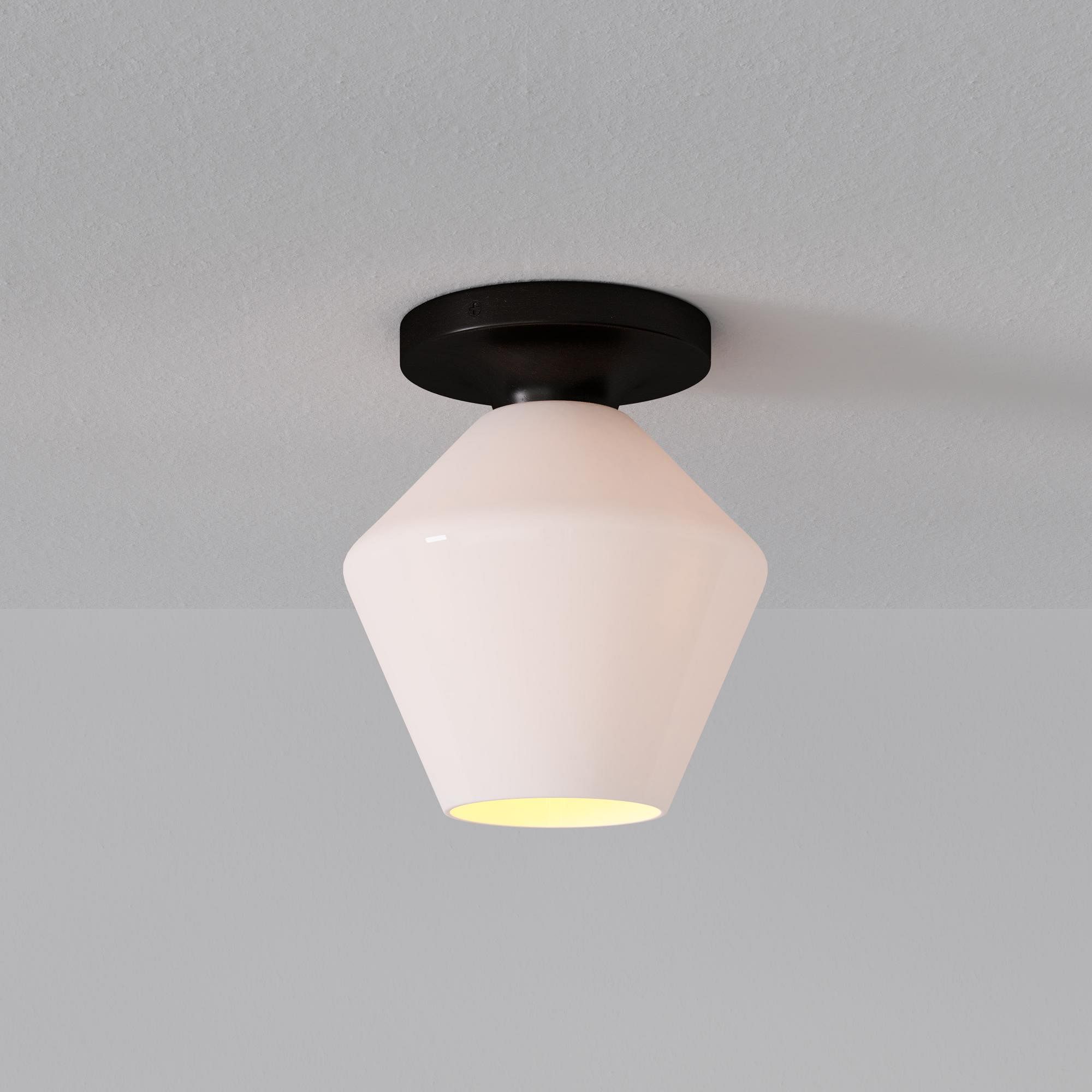 Merin Minimalist Sleek Geometric Glass Flushmount Light