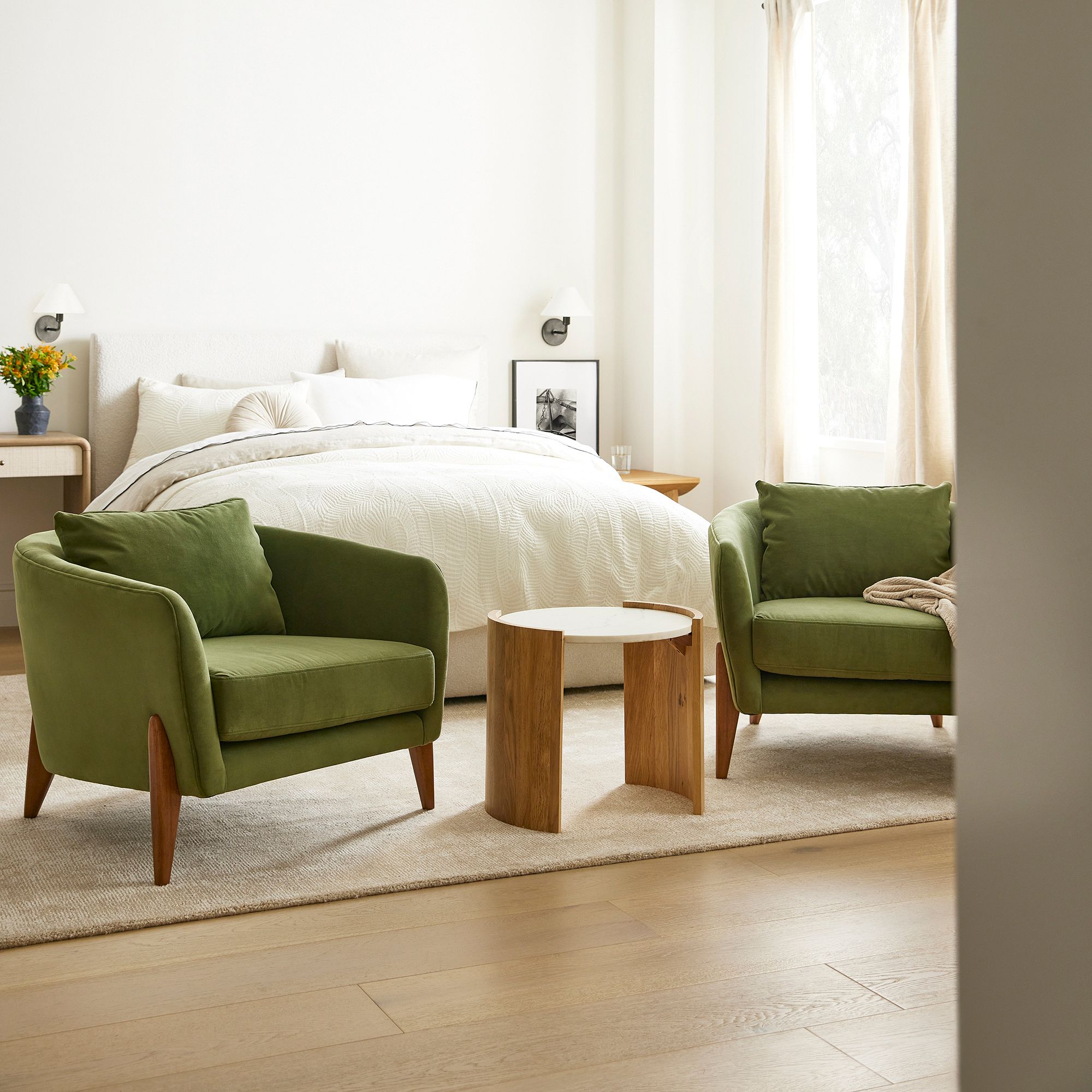 Diora Modern Brass Wall Sconce - Tapered Linen Shade Lamp for Bedroom