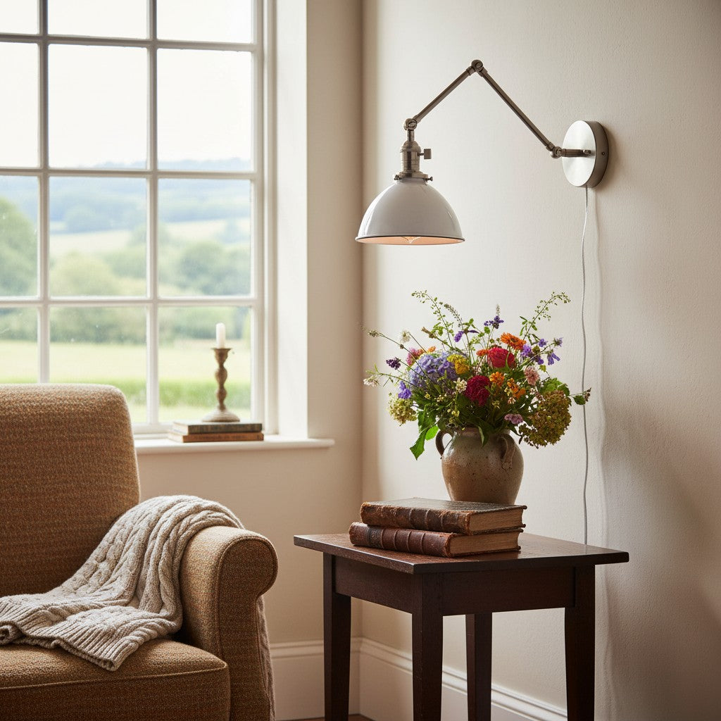 Conique Metal Vintage Industrial Swing Arm Wall Lamp - Adjustable Dome Shade for Study