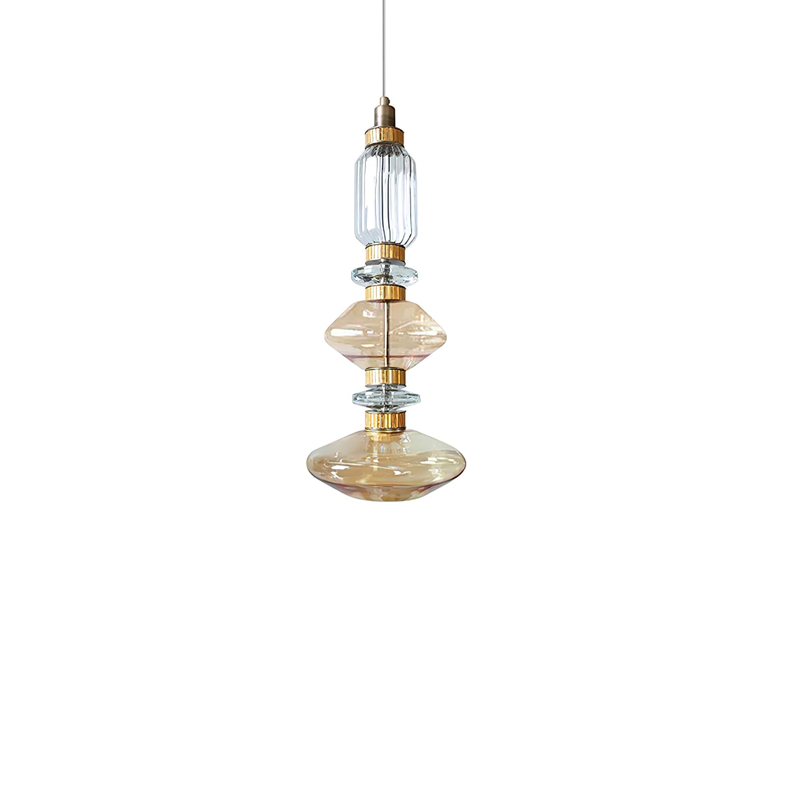 Sleek Hanging Light - Iron Metal Glass Gold Clear Hardwired Atmosphere